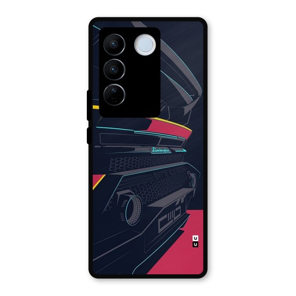 Super Car Parked Metal Back Case for Vivo V27 Pro