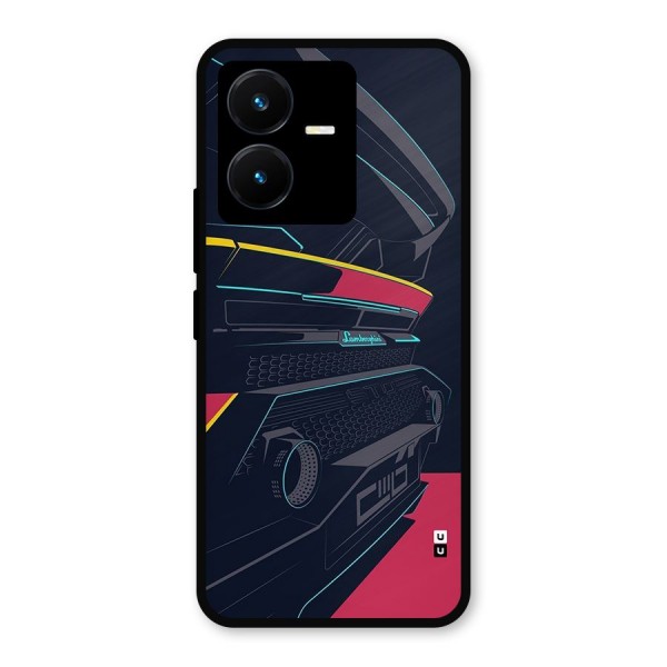 Super Car Parked Metal Back Case for Vivo Y22s