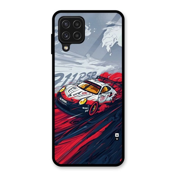 Super Car illustration Glass Back Case for Galaxy A22 4G