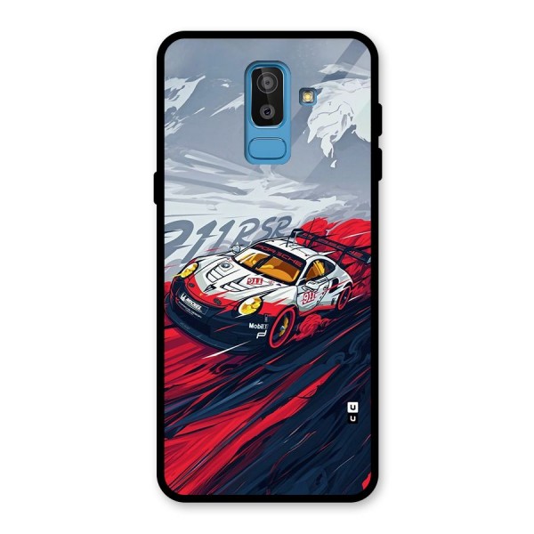 Super Car illustration Glass Back Case for Galaxy J8