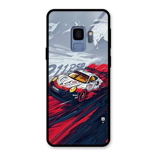 Super Car illustration Glass Back Case for Galaxy S9