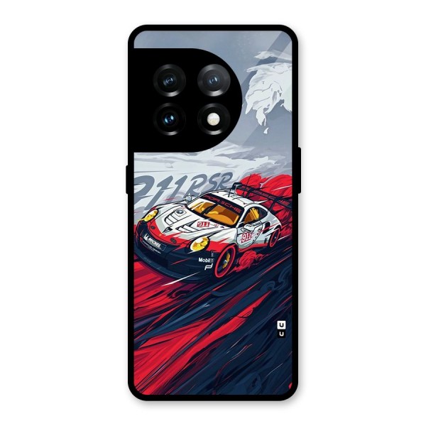 Super Car illustration Glass Back Case for OnePlus 11