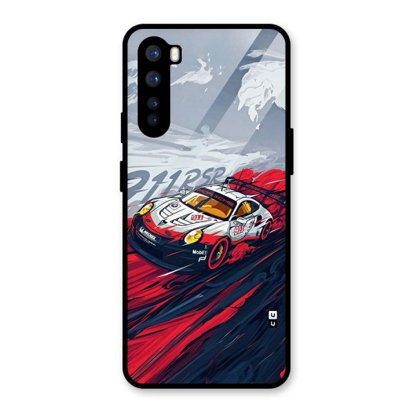 Super Car illustration Glass Back Case for OnePlus Nord