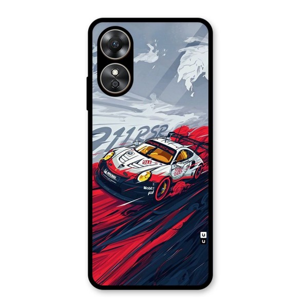 Super Car illustration Glass Back Case for Oppo A17