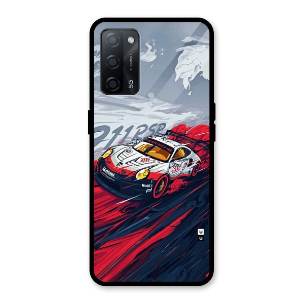 Super Car illustration Glass Back Case for Oppo A53s 5G