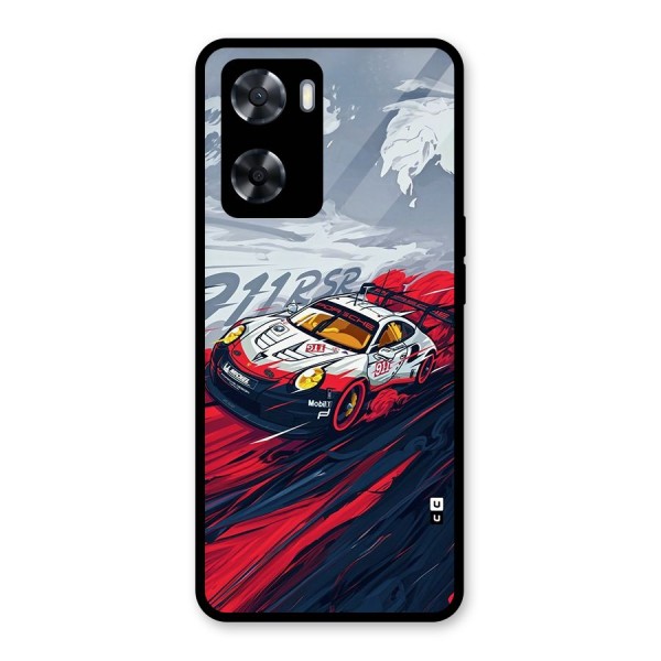 Super Car illustration Glass Back Case for Oppo A57 2022