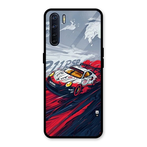 Super Car illustration Glass Back Case for Oppo F15