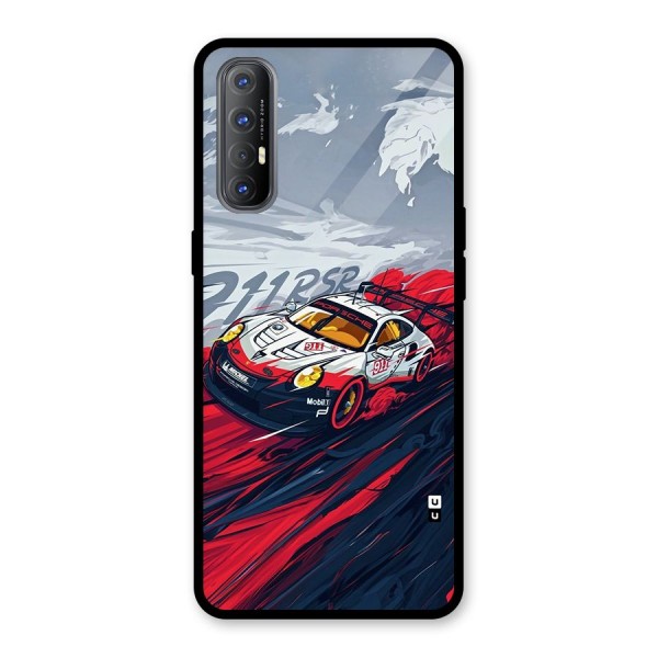 Super Car illustration Glass Back Case for Oppo Reno3 Pro