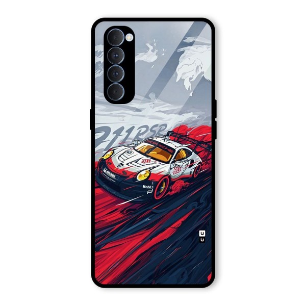 Super Car illustration Glass Back Case for Oppo Reno4 Pro