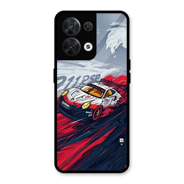 Super Car illustration Glass Back Case for Oppo Reno8 5G