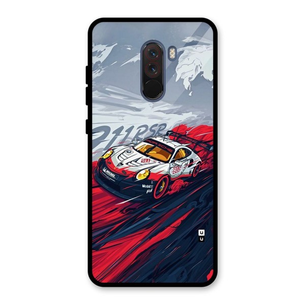 Super Car illustration Glass Back Case for Poco F1