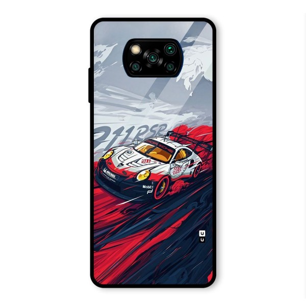 Super Car illustration Glass Back Case for Poco X3 Pro