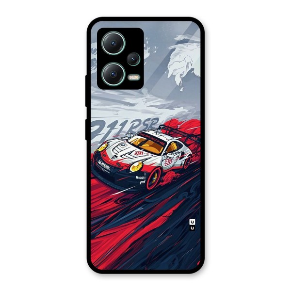 Super Car illustration Glass Back Case for Poco X5