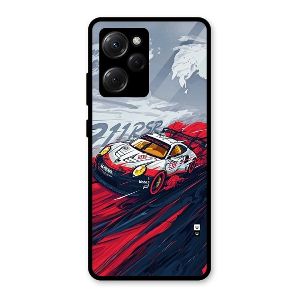 Super Car illustration Glass Back Case for Poco X5 Pro