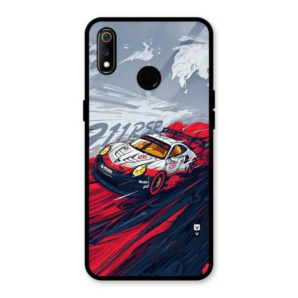 Super Car illustration Glass Back Case for Realme 3