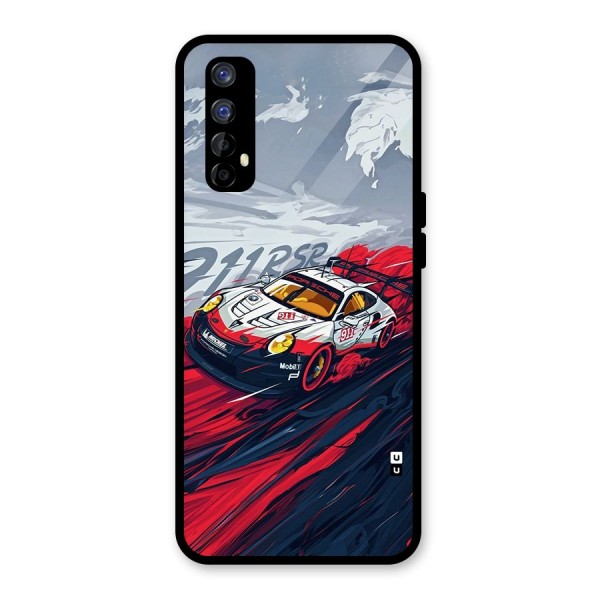 Super Car illustration Glass Back Case for Realme 7