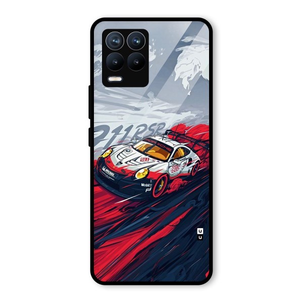 Super Car illustration Glass Back Case for Realme 8