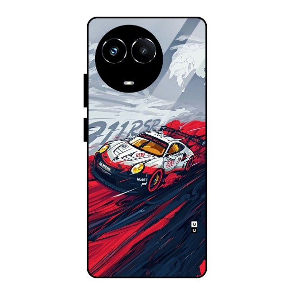 Super Car illustration Glass Back Case for Realme Narzo 60X