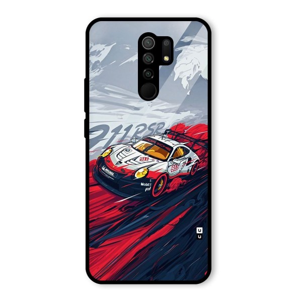 Super Car illustration Glass Back Case for Redmi 9 Prime