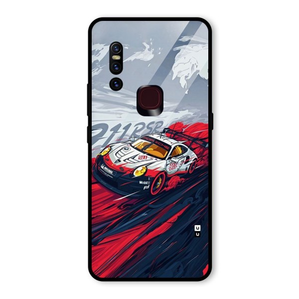 Super Car illustration Glass Back Case for Vivo V15