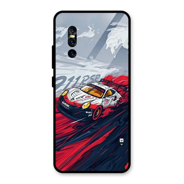 Super Car illustration Glass Back Case for Vivo V15 Pro