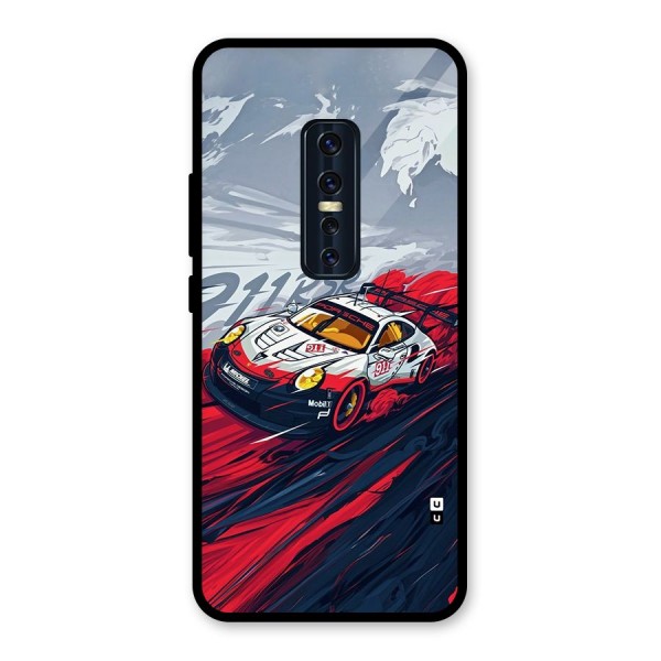 Super Car illustration Glass Back Case for Vivo V17 Pro