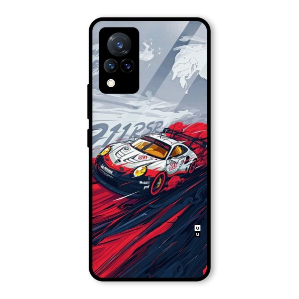 Super Car illustration Glass Back Case for Vivo V21 5G