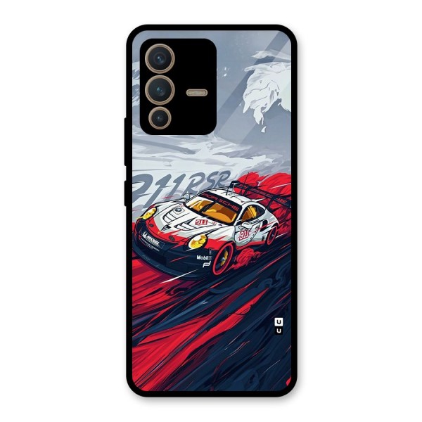 Super Car illustration Glass Back Case for Vivo V23 5G