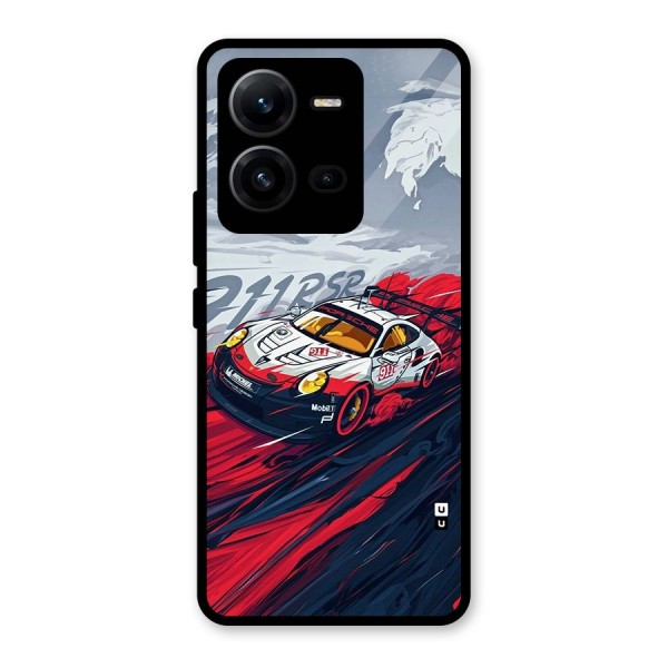 Super Car illustration Glass Back Case for Vivo V25