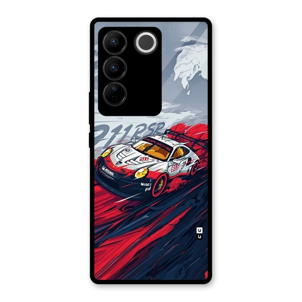 Super Car illustration Glass Back Case for Vivo V27