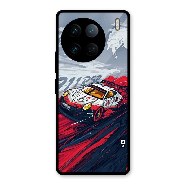 Super Car illustration Glass Back Case for Vivo X90 Pro