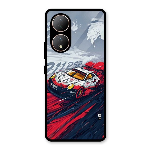 Super Car illustration Glass Back Case for Vivo Y100A