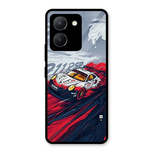 Super Car illustration Glass Back Case for Vivo Y36