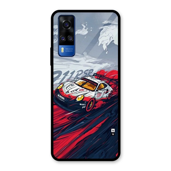 Super Car illustration Glass Back Case for Vivo Y51