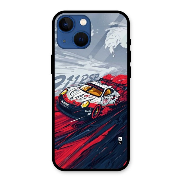 Super Car illustration Glass Back Case for iPhone 13 Mini