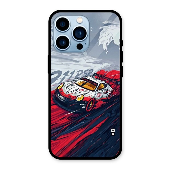 Super Car illustration Glass Back Case for iPhone 13 Pro