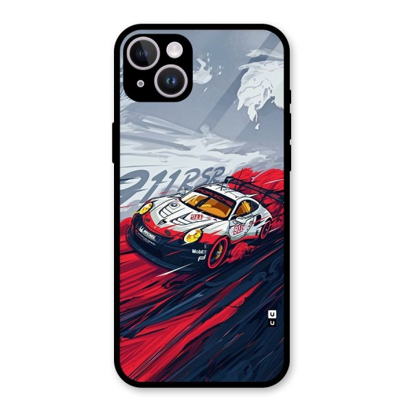 Super Car illustration Glass Back Case for iPhone 14 Plus