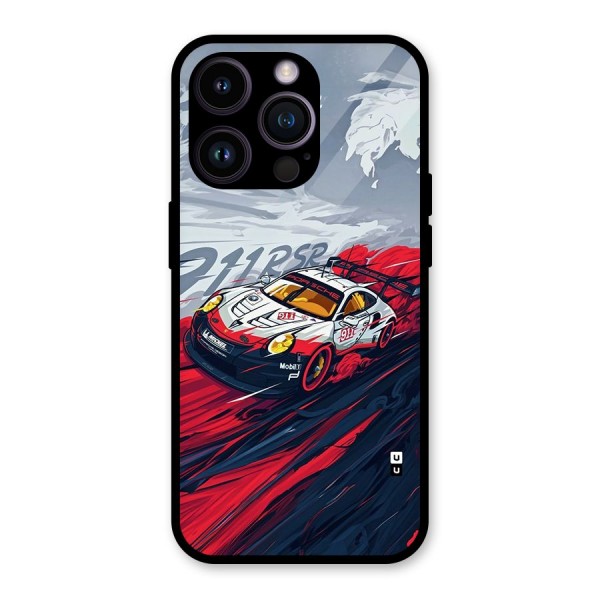 Super Car illustration Glass Back Case for iPhone 14 Pro