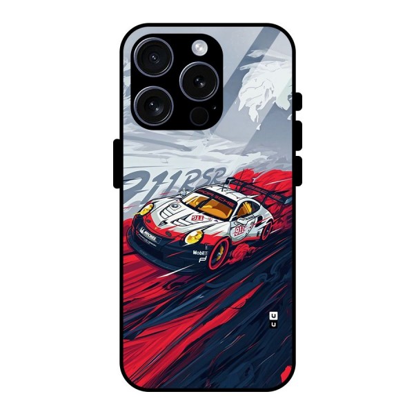 Super Car illustration Glass Back Case for iPhone 15 Pro