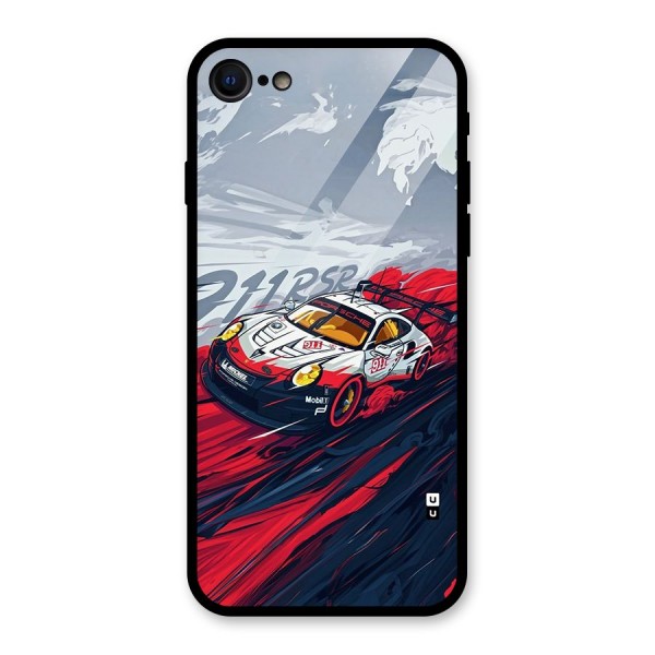 Super Car illustration Glass Back Case for iPhone 8