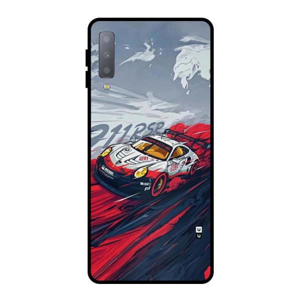 Super Car illustration Metal Back Case for Galaxy A7 (2018)