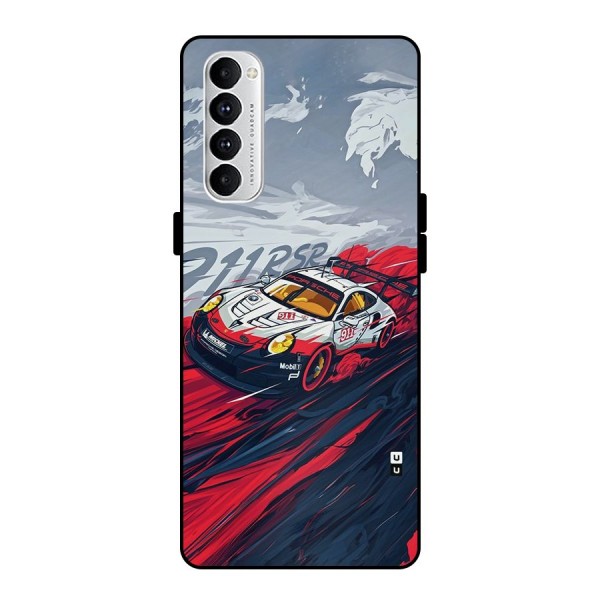 Super Car illustration Metal Back Case for Oppo Reno4 Pro