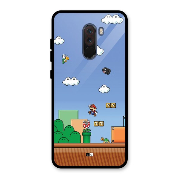 Super Plumber Glass Back Case for Poco F1