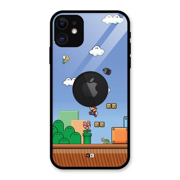 Super Plumber Glass Back Case for iPhone 11 Logo Cut