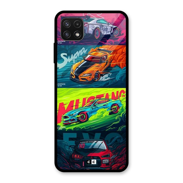 Super Racing Car Glass Back Case for Galaxy A22 5G