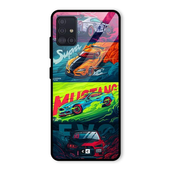 Super Racing Car Glass Back Case for Galaxy A51