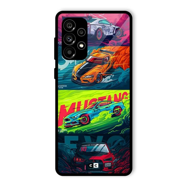 Super Racing Car Glass Back Case for Galaxy A73 5G