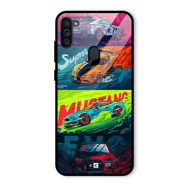 Super Racing Car Glass Back Case for Galaxy M11