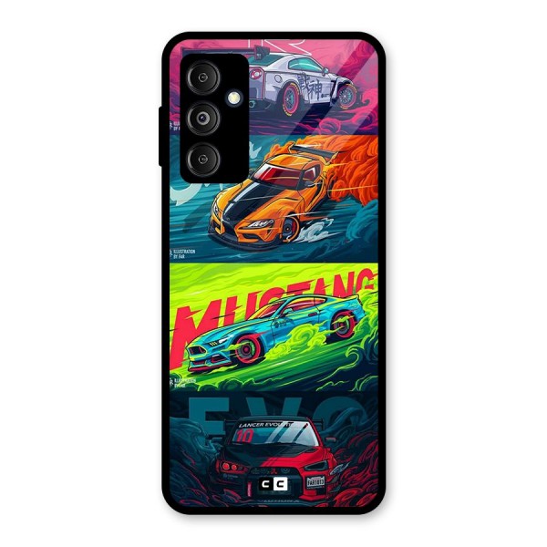 Super Racing Car Glass Back Case for Galaxy M14 5G