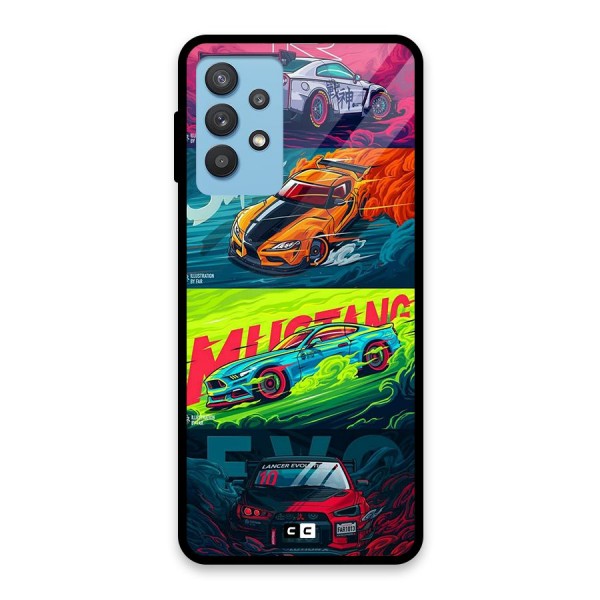 Super Racing Car Glass Back Case for Galaxy M32 5G